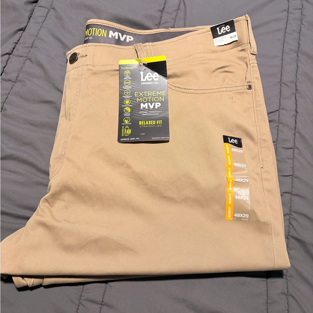 Lee Performance Series Extreme Motion MVP Relaxed Fit Straight Leg Pants in Tan